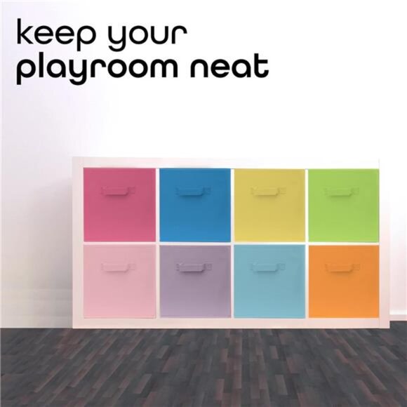 Fabric Storage Bins - 8 Pack - Fun Colored Storage Cubes | 2 Reinforced Handles - Picture 6 of 7